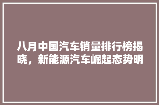 八月中国汽车销量排行榜揭晓，新能源汽车崛起态势明显