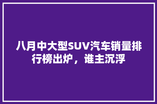 八月中大型SUV汽车销量排行榜出炉，谁主沉浮