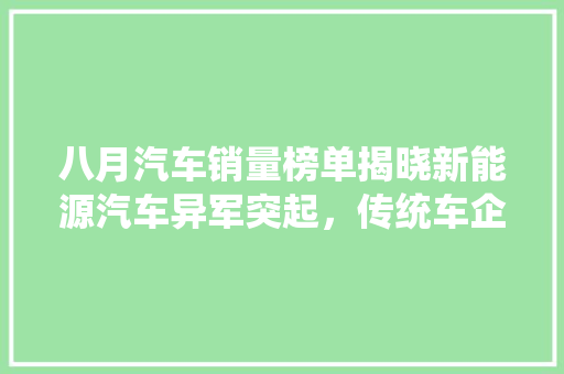 八月汽车销量榜单揭晓新能源汽车异军突起，传统车企面临挑战
