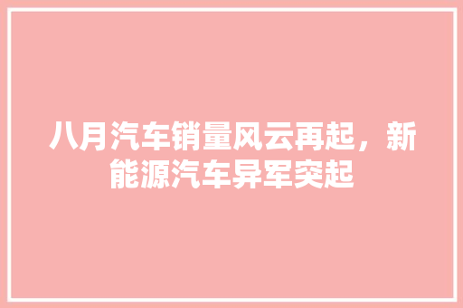 八月汽车销量风云再起，新能源汽车异军突起
