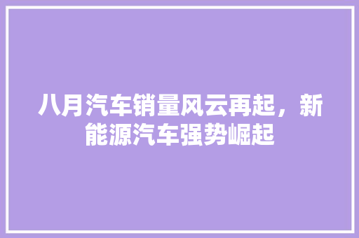 八月汽车销量风云再起，新能源汽车强势崛起