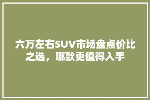 六万左右SUV市场盘点价比之选，哪款更值得入手