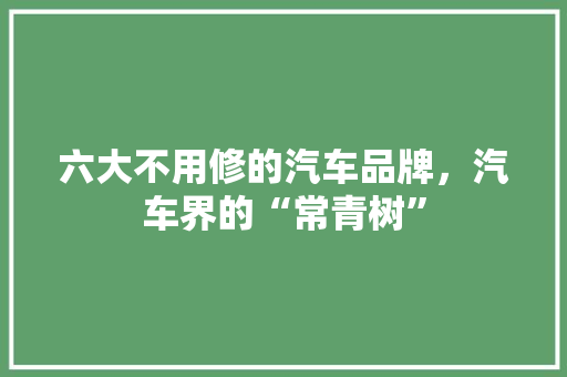 六大不用修的汽车品牌，汽车界的“常青树”