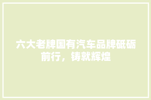 六大老牌国有汽车品牌砥砺前行，铸就辉煌