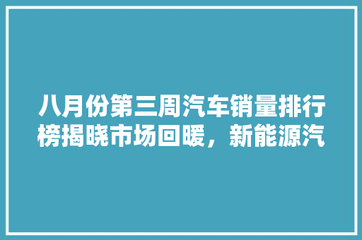 八月份第三周汽车销量排行榜揭晓市场回暖，新能源汽车表现抢眼