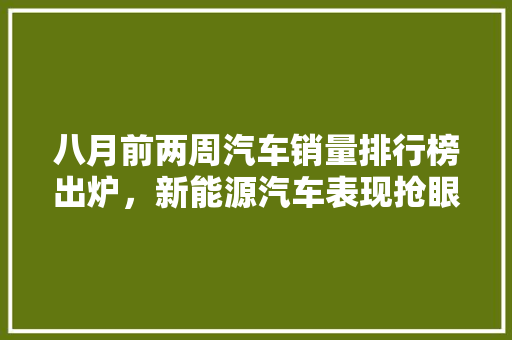 八月前两周汽车销量排行榜出炉，新能源汽车表现抢眼