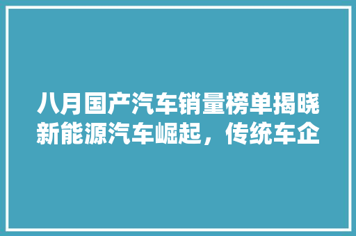 八月国产汽车销量榜单揭晓新能源汽车崛起，传统车企转型升级