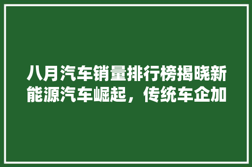 八月汽车销量排行榜揭晓新能源汽车崛起，传统车企加速转型