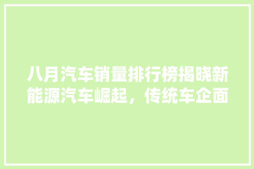 八月汽车销量排行榜揭晓新能源汽车崛起，传统车企面临挑战