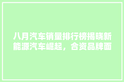 八月汽车销量排行榜揭晓新能源汽车崛起，合资品牌面临挑战
