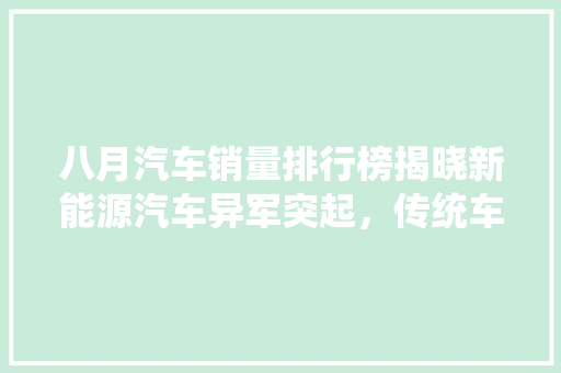八月汽车销量排行榜揭晓新能源汽车异军突起，传统车企面临挑战