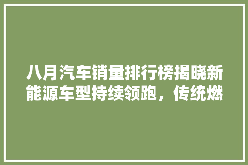 八月汽车销量排行榜揭晓新能源车型持续领跑，传统燃油车市场调整中