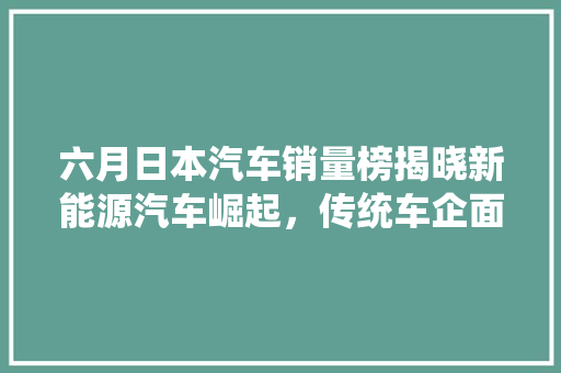 六月日本汽车销量榜揭晓新能源汽车崛起，传统车企面临挑战