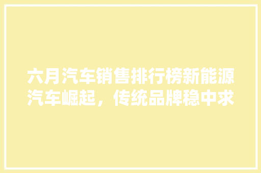 六月汽车销售排行榜新能源汽车崛起，传统品牌稳中求进