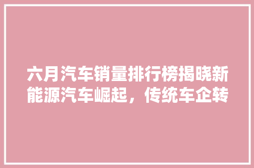 六月汽车销量排行榜揭晓新能源汽车崛起，传统车企转型加速