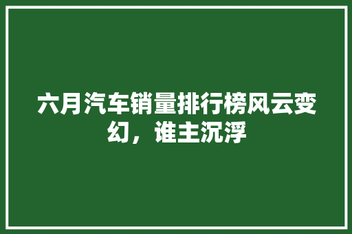 六月汽车销量排行榜风云变幻，谁主沉浮