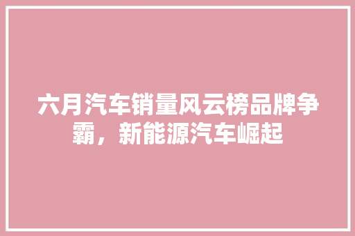 六月汽车销量风云榜品牌争霸，新能源汽车崛起