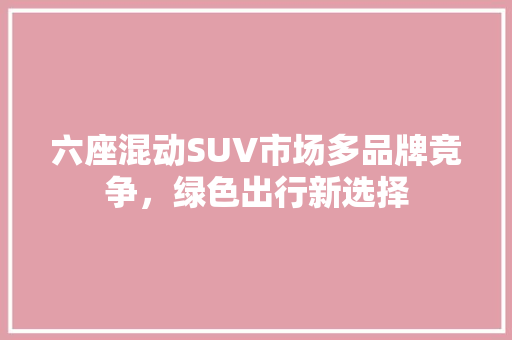 六座混动SUV市场多品牌竞争，绿色出行新选择