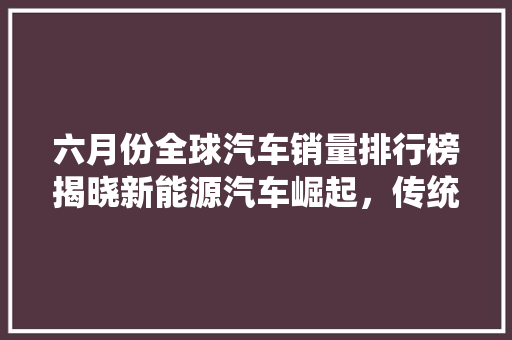 六月份全球汽车销量排行榜揭晓新能源汽车崛起，传统巨头面临挑战