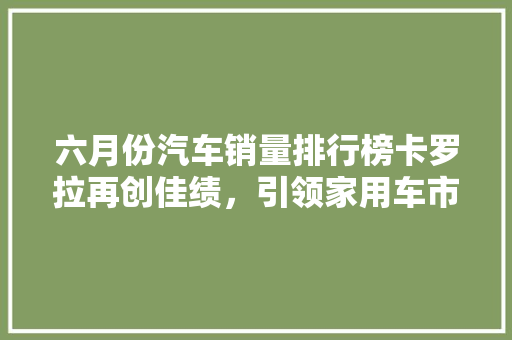 六月份汽车销量排行榜卡罗拉再创佳绩，引领家用车市场新潮流