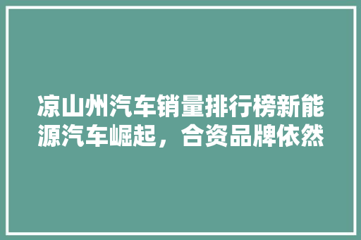 凉山州汽车销量排行榜新能源汽车崛起，合资品牌依然强劲