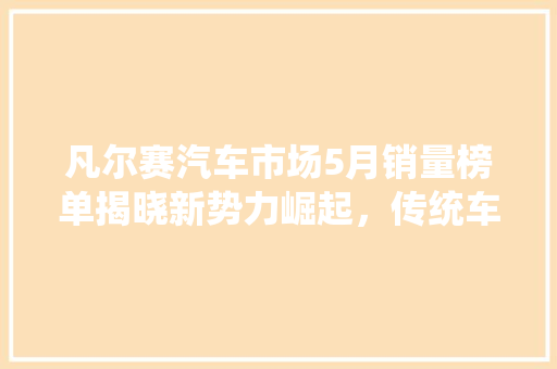 凡尔赛汽车市场5月销量榜单揭晓新势力崛起，传统车企稳居前列
