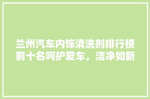 兰州汽车内饰清洗剂排行榜前十名呵护爱车，洁净如新