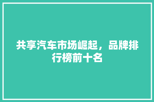 共享汽车市场崛起，品牌排行榜前十名