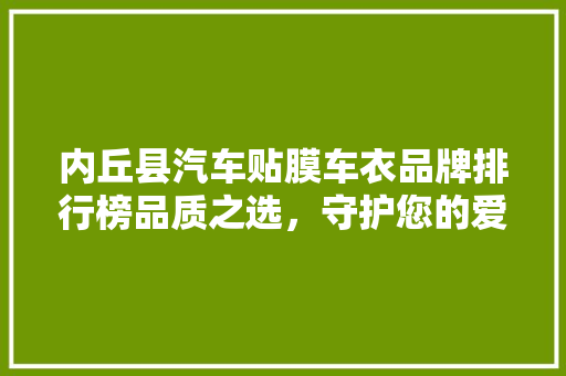 内丘县汽车贴膜车衣品牌排行榜品质之选，守护您的爱车