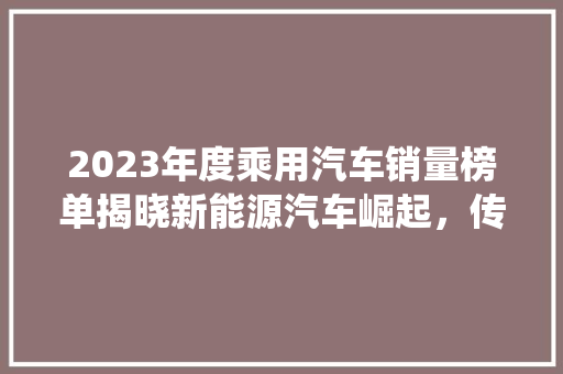2023年度乘用汽车销量榜单揭晓新能源汽车崛起，传统车企面临挑战