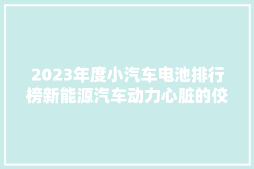 2023年度小汽车电池排行榜新能源汽车动力心脏的佼佼者