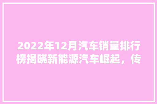 2022年12月汽车销量排行榜揭晓新能源汽车崛起，传统车企转型加速