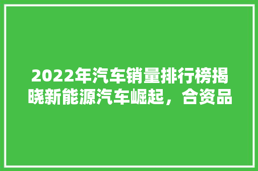 2022年汽车销量排行榜揭晓新能源汽车崛起，合资品牌稳居高位