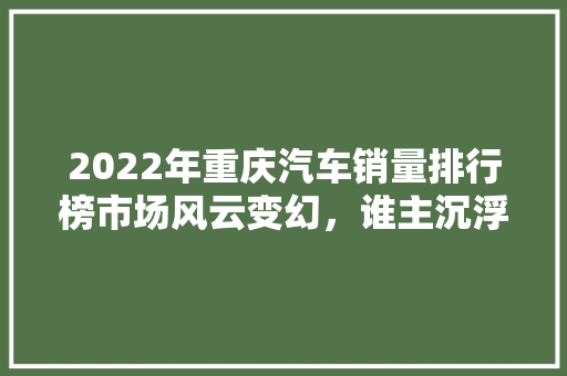 2022年重庆汽车销量排行榜市场风云变幻，谁主沉浮