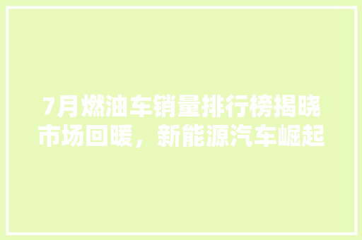 7月燃油车销量排行榜揭晓市场回暖，新能源汽车崛起
