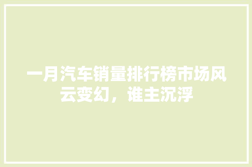 一月汽车销量排行榜市场风云变幻，谁主沉浮