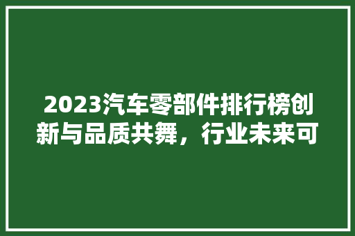 2023汽车零部件排行榜创新与品质共舞，行业未来可期