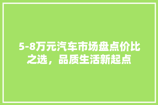 5-8万元汽车市场盘点价比之选，品质生活新起点