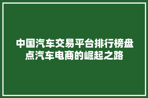 中国汽车交易平台排行榜盘点汽车电商的崛起之路
