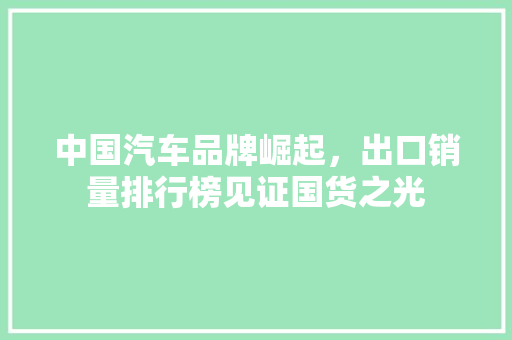 中国汽车品牌崛起，出口销量排行榜见证国货之光
