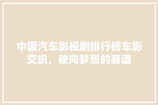 中国汽车影视剧排行榜车影交织，驶向梦想的赛道
