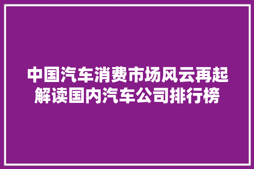 中国汽车消费市场风云再起解读国内汽车公司排行榜