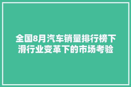 全国8月汽车销量排行榜下滑行业变革下的市场考验