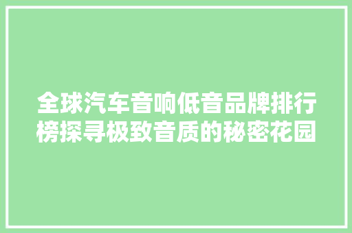 全球汽车音响低音品牌排行榜探寻极致音质的秘密花园