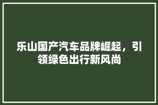 乐山国产汽车品牌崛起，引领绿色出行新风尚