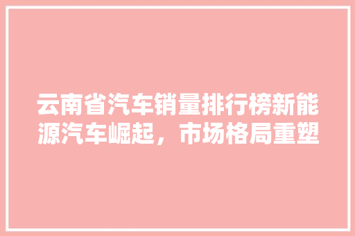 云南省汽车销量排行榜新能源汽车崛起，市场格局重塑