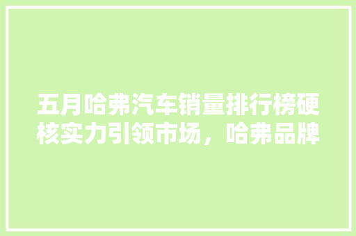 五月哈弗汽车销量排行榜硬核实力引领市场，哈弗品牌持续领跑