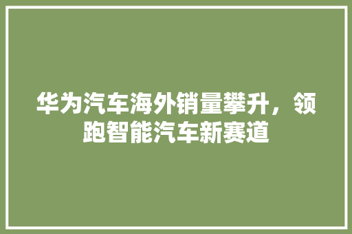华为汽车海外销量攀升，领跑智能汽车新赛道