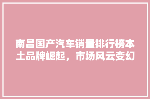 南昌国产汽车销量排行榜本土品牌崛起，市场风云变幻