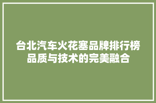 台北汽车火花塞品牌排行榜品质与技术的完美融合